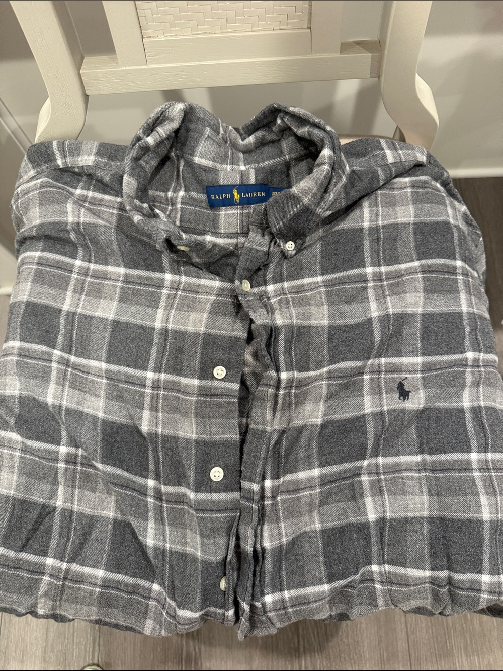 Ralph Lauren Gray and White Plaid Button-Down Shirt
